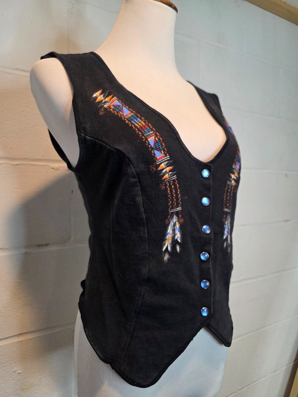 Vintage Harley Davidson Western Bikercore Cowgirl Alt Button Down Cropped Vest